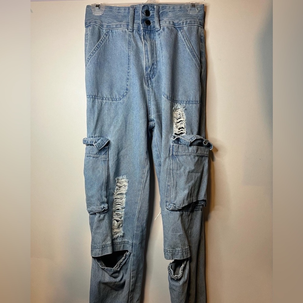 Blue cargo shein jeans (size 2).